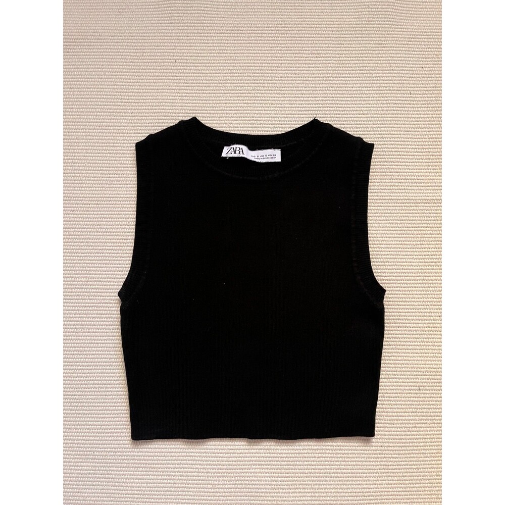 Zara Knit Crop Top in Black Size SMALL